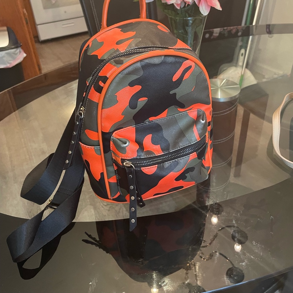Orange camo backpack